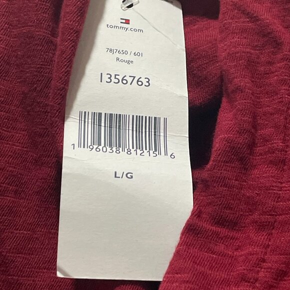 Men's Long Sleeves Hoody, Tommy Hilfiger, L/G, Red, NWT - Picture 7 of 9